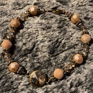 Orange & Peach Cut Faceted Glass Bracelet